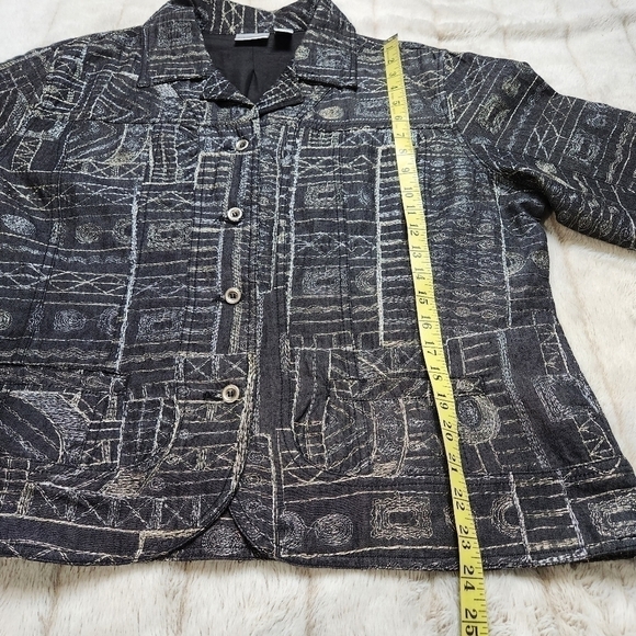 Jacket Filigree embroidered Black metallic gold and silver Size XL CHICO'S - Picture 12 of 15